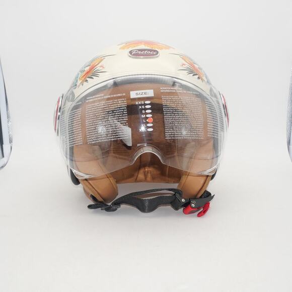 NEW Pretoee 3/4 Open Face  Helmet LARGE Retro Vintage Floral  Helmet  READ - Picture 8 of 13